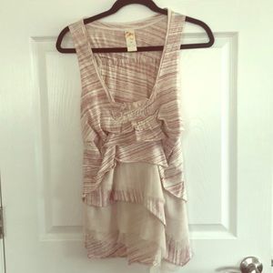 Light pink and cream ruffled tank top